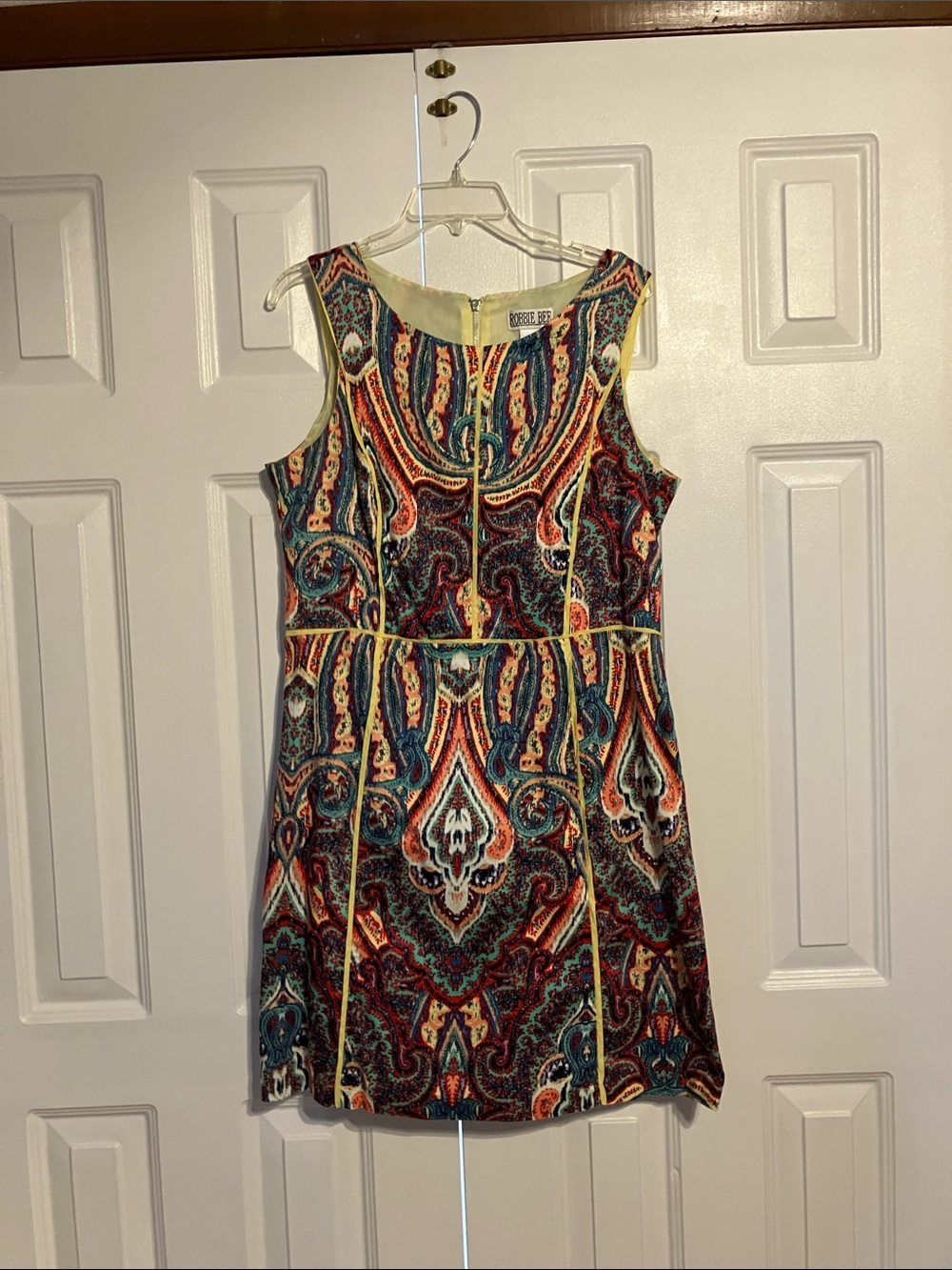 Robbie Bee Multicolor Paisley Print Dress - Yellow, Blue, Red